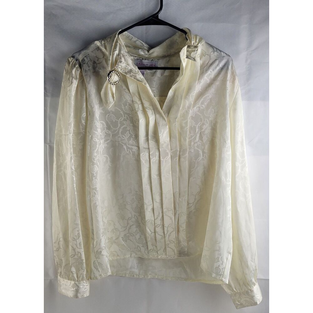 Vintage Laura & Jayne Collection cream jacquard blouse Sz 12
